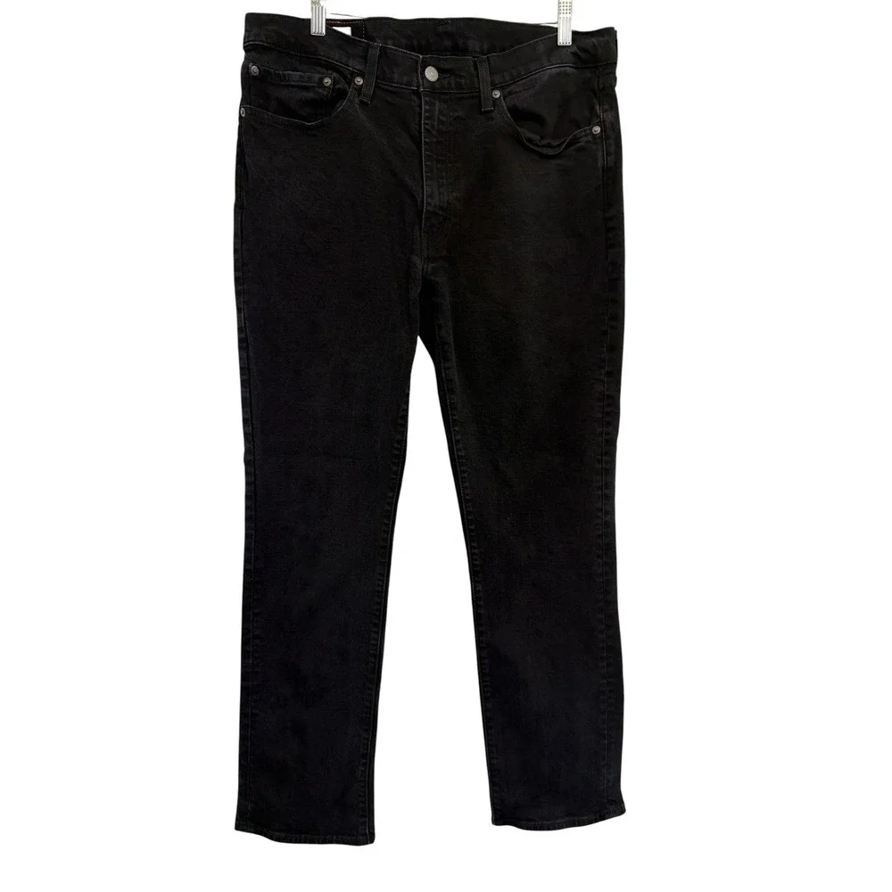Levis 514 Large E Straight Fit Mens 36x32 Black Denim Jeans (CC8)